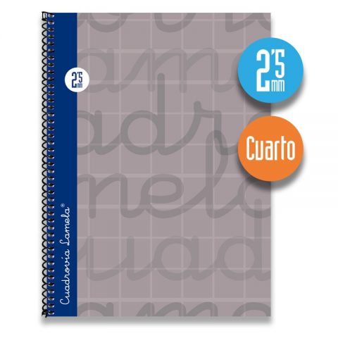 Cuaderno Espiral Cuarto Hojas Cubierta Extra Dura Gris Cuadrov A