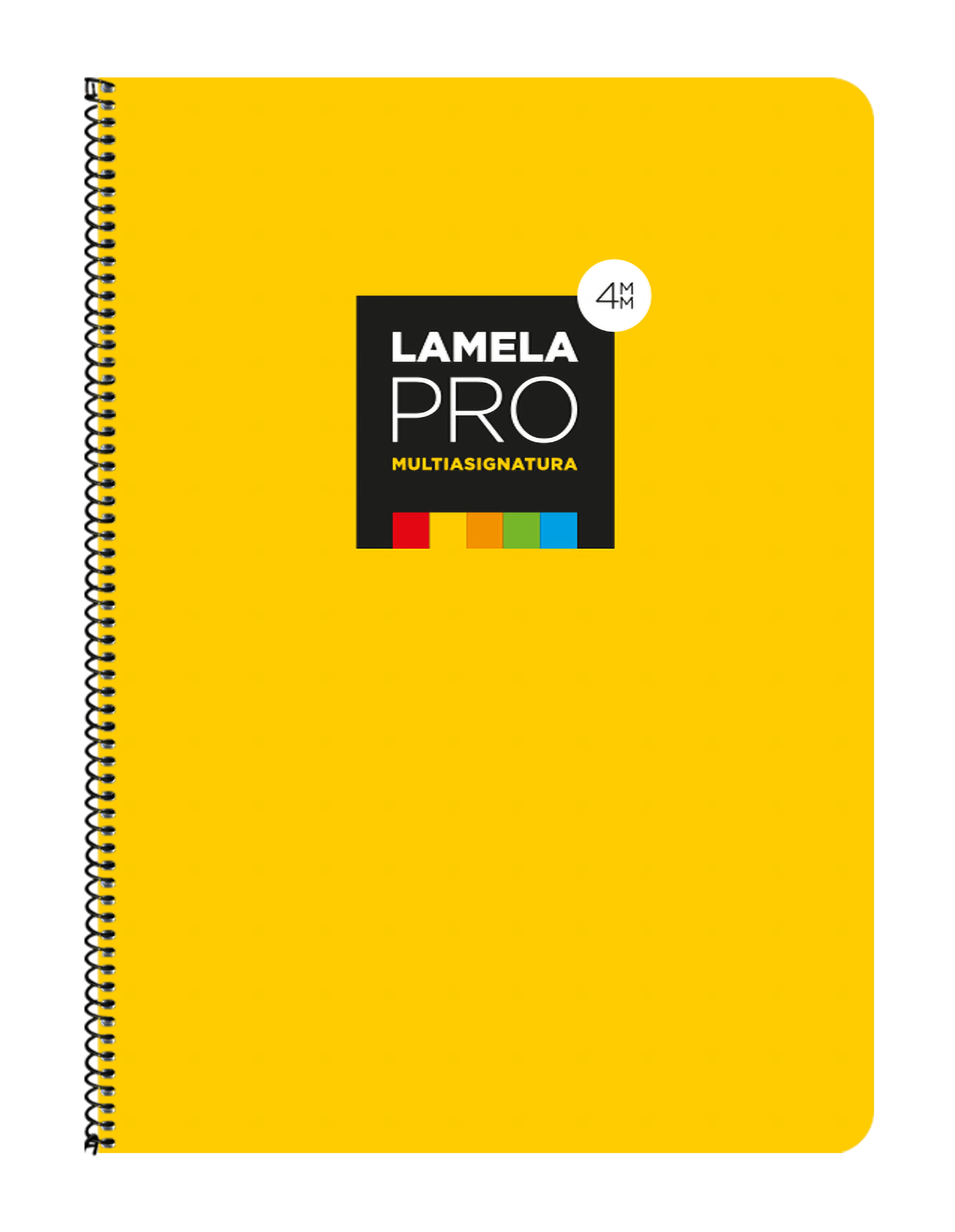 Cuaderno Espiral LAMELA Fluor, 4º 80 Hojas Cuadro 4 mm. Tapa Plástico  (Amarillo)